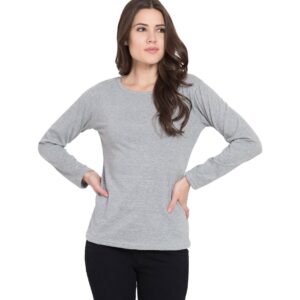 Grey  Color Female Full Sleeves T-Shirt