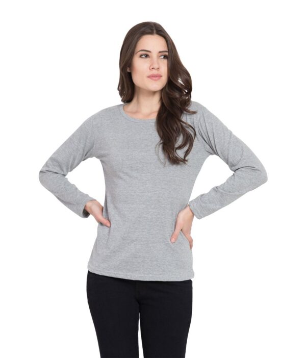 Grey  Color Female Full Sleeves T-Shirt