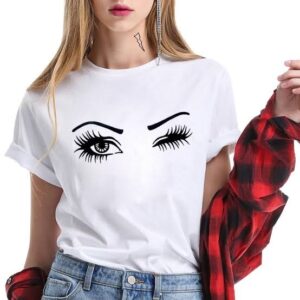 Eyebrows Printed Cotton T-Shirt for Women
