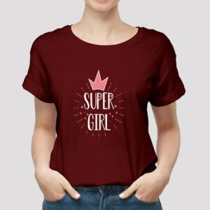 Super Girl Cotton T-Shirt for Girls - Brown