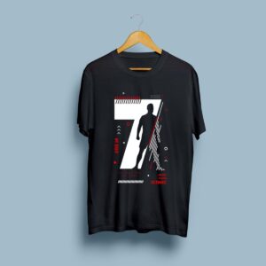 CR7 Printed Cotton T-Shirt for Men - Black