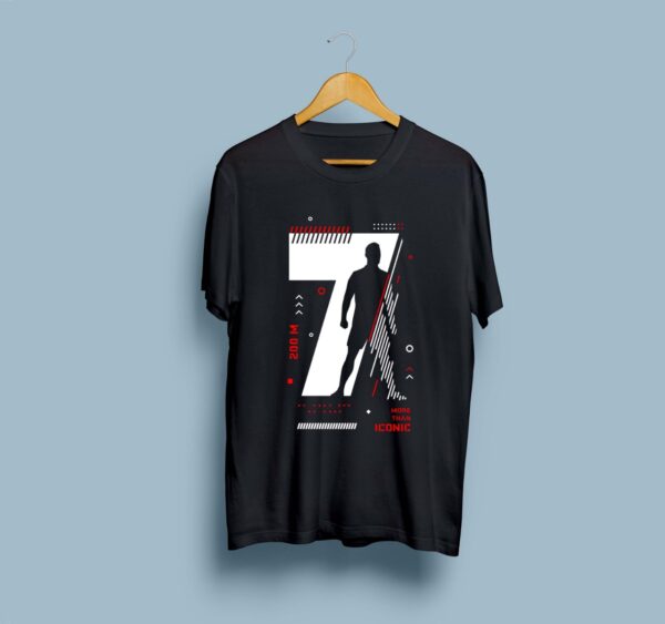 CR7 Printed Cotton T-Shirt for Men - Black