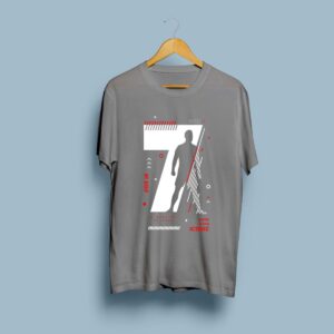 CR7 Printed Cotton T-Shirt for Men - Grey