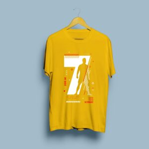 CR7 Printed Cotton T-Shirt for Men - Yellow