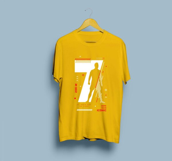 CR7 Printed Cotton T-Shirt for Men - Yellow