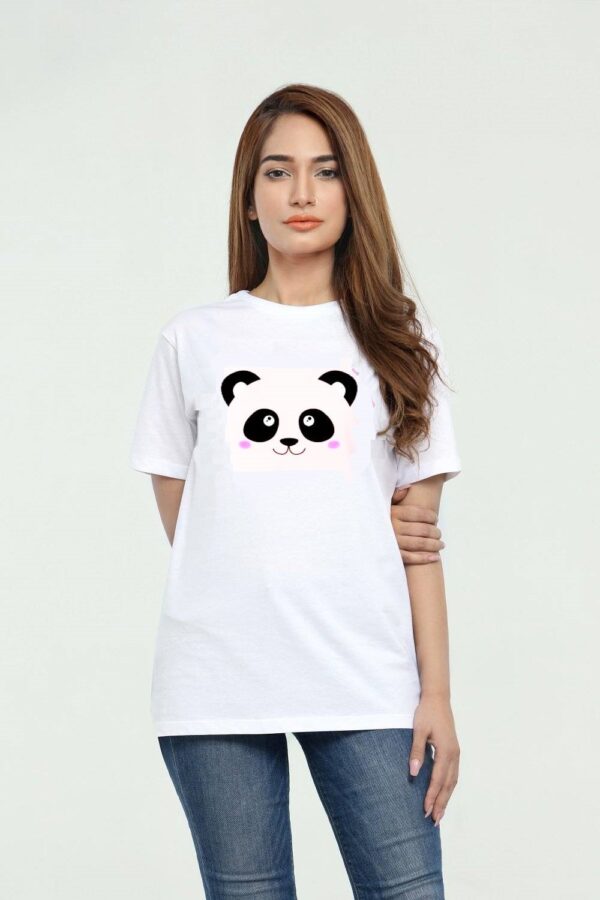 Panda Female T-Shirt for Girls - White