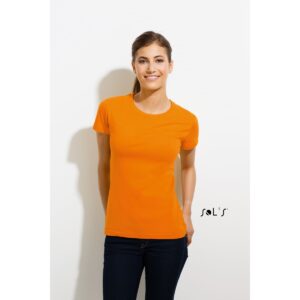 Orange Cotton Half Sleeves T-Shirt for Women