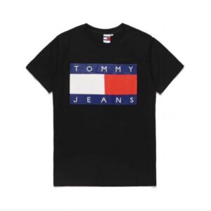 Tommy Jeans Black Cotton Half Sleeves T-Shirt