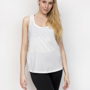 Cotton Loose Racerback Tank Top for Women - White