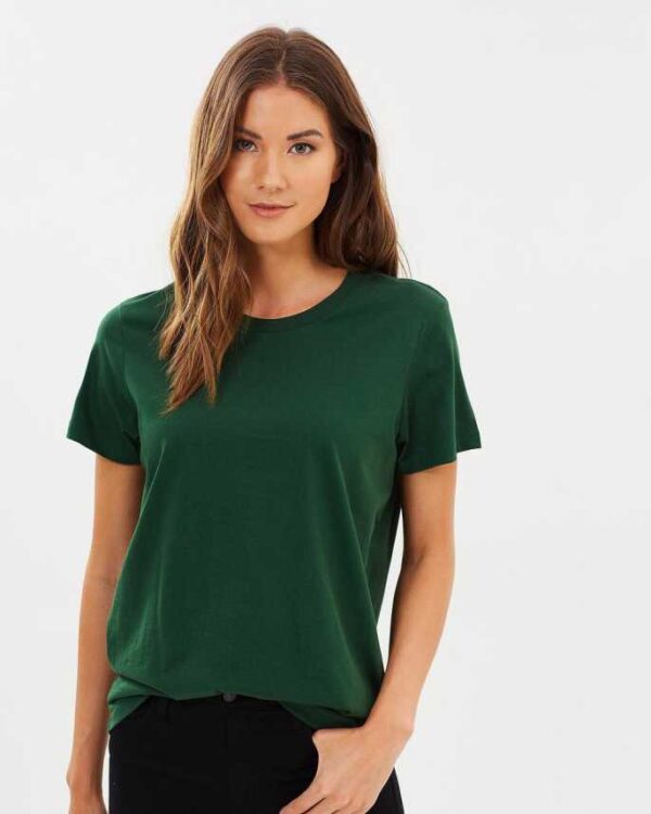 Green Cotton Half Sleeves T-Shirt for Women