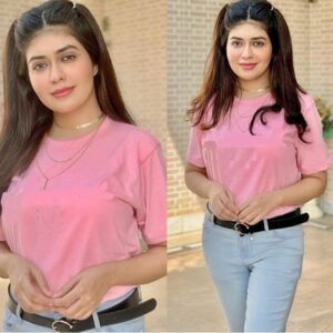Baby Pink Cotton Half Sleeves T-Shirt for Women
