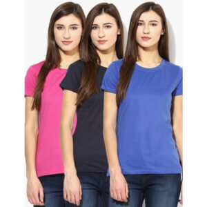 Pack of 3 Round Neck T-Shirt for Women