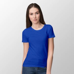 Royal Blue Cotton Half Sleeves T-Shirt for Women
