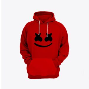 Red Printed Kangroo Pullover Hoodie