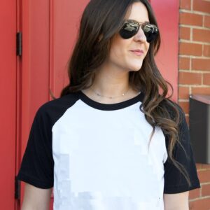 White Raglan Cotton Half Sleeves T-Shirt for Women -XL
