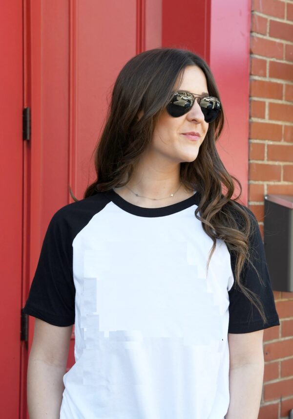 White Raglan Cotton Half Sleeves T-Shirt for Women -XL