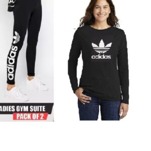 Adidas black full sleeves Gym Work Out Suit for Women