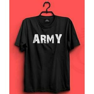ARMY Printed Black Cotton T-Shirt for Men & Women