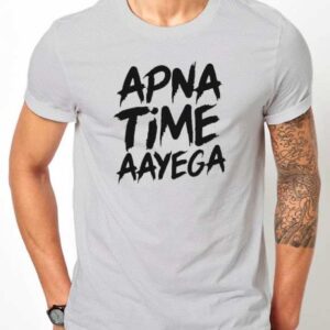 Apna Time Ayega Grey T-Shirt for Men & Women - L