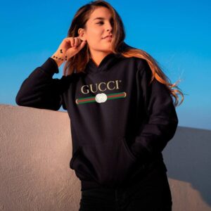 Gucci Black Fleece Pull-over Kangroo Hoodie for Women