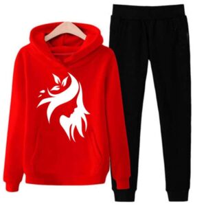 Red Printed Winter Track Suit for Women