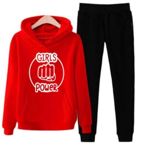 Girl Power Red Printed Winter Track Suit for Women