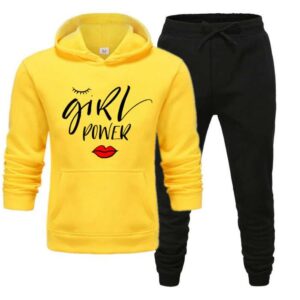 Girl Power Yellow Printed Winter Track Suit for Women