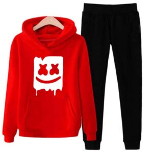 Marshmello Printed Red Winter Track Suit for Women