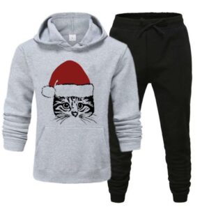 Christmas Cat Printed Winter Track Suit for Women