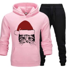Christmas Cat Printed Winter Track Suit for Women