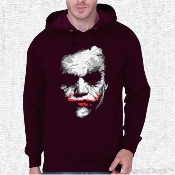 Joker Printed Pullover Kangroo Hoodie - Black
