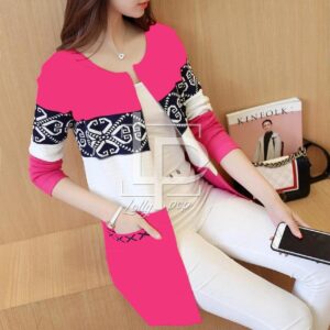 Women Cardigans Vintage Print Outwear Sweater Jacket