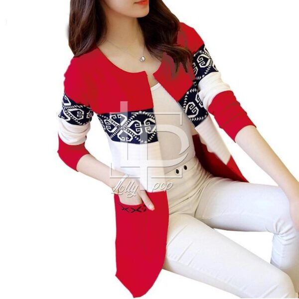 Women Cardigans Vintage Print Outwear Sweater Jacket