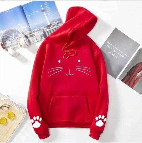 Meow Pullover Kangroo Hoodie for Girls - Image 3