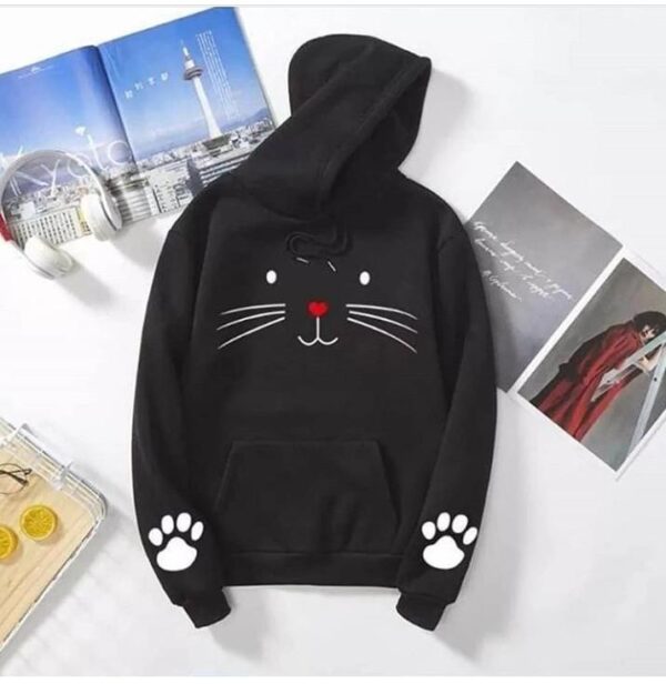 Meow Pullover Kangroo Hoodie for Girls