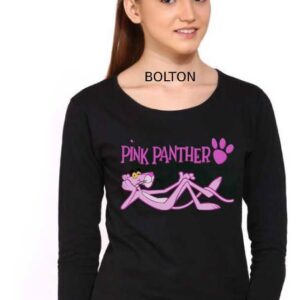 Pink Panther Full Sleeves T-Shirt for Girls - Black