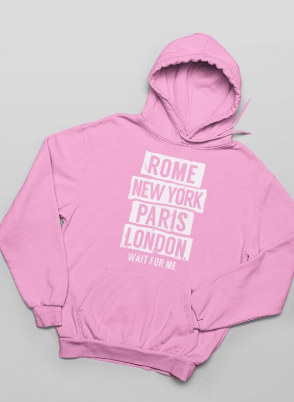 Rome New York Paris London hoodie - Baby Pink
