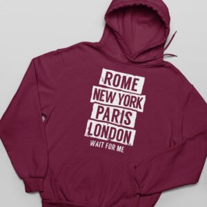 Rome New York Paris London hoodie - Maroon