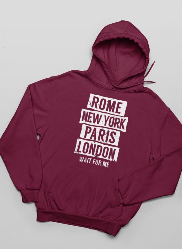 Rome New York Paris London hoodie - Maroon