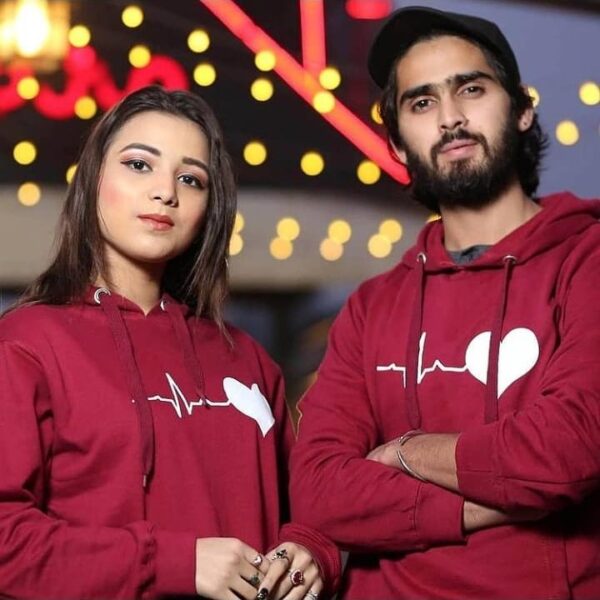 Heart Line Printed Pullover Maroon Hoodie