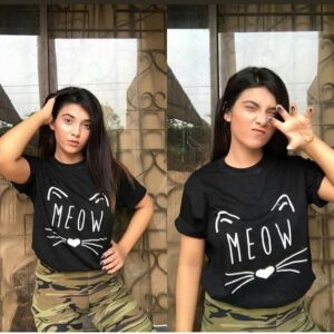Meow T-Shirt for Women Black