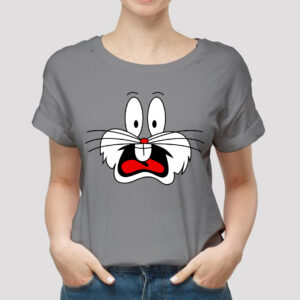 Grey Bunny Cartoon Printed T-Shirt