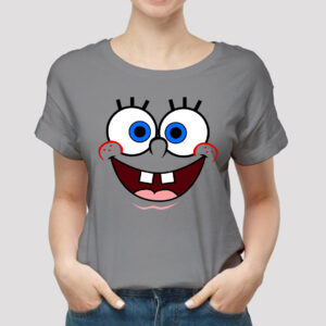 Grey Spongebob Cartoon T-Shirt for Women