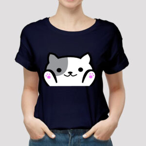 Black Cat Cartoon Printed T-Shirt for Girls