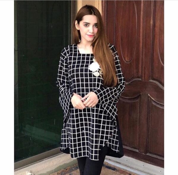 Black Check Printed Kurti for Women