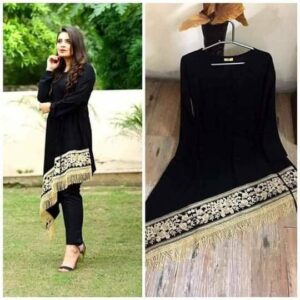 Black Pipen Stitch Kurti for Women