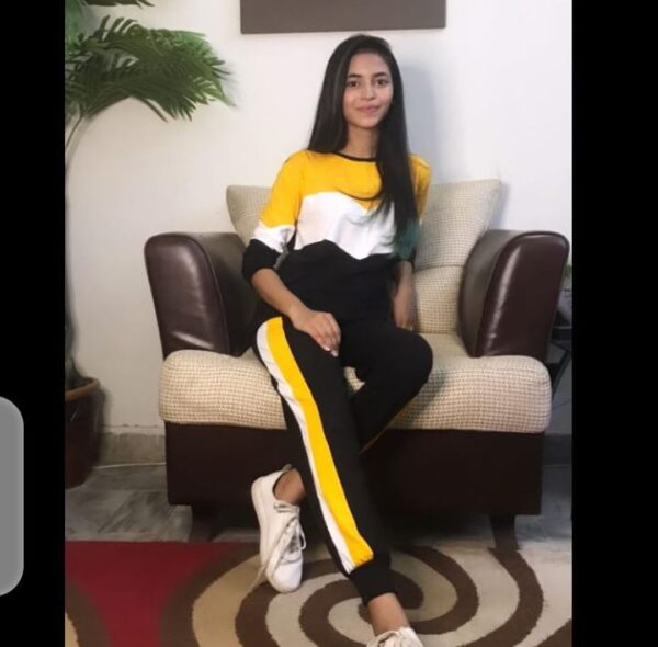 Yellow Panel plain tracksuit for Women