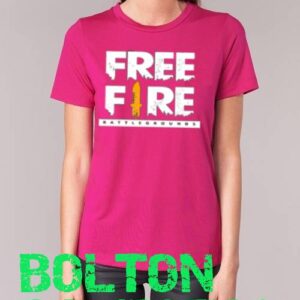 Free Fire Cotton T-Shirt for Women and Girls - Pink