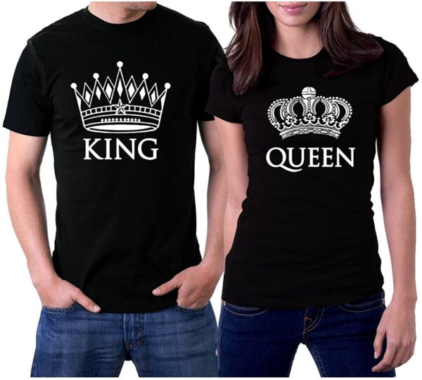 Pack Of 2 King & Queen Printed Half Sleeves T Shirt