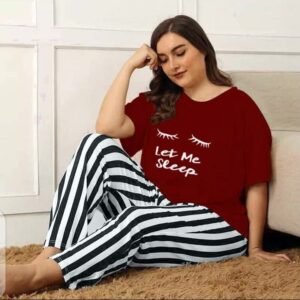 let me sleep maroon night suit women